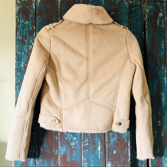 River Island Shearling Faux Suede Biker Jacket 0P - Picture 5 of 10